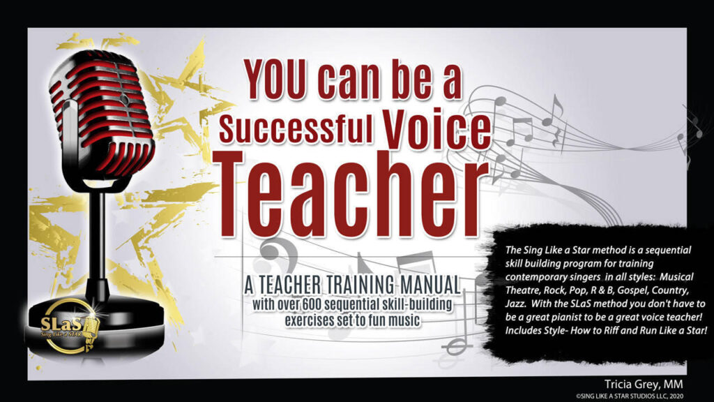 A promo image for YOU can be a Successful Voice Teacher Yearly Subscription ($499), with red mic and musical notes.