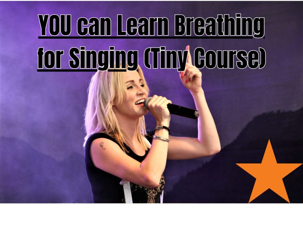 a young woman singing high