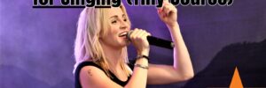 a young woman singing high
